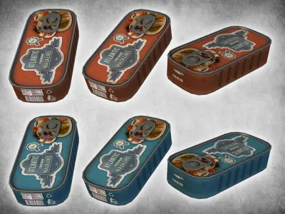 Canned Mackerel Low-poly 3D model