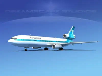 Douglas DC-10 Transamerica 3D model