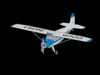 Yak-12 airplane flying Low-poly 3D model