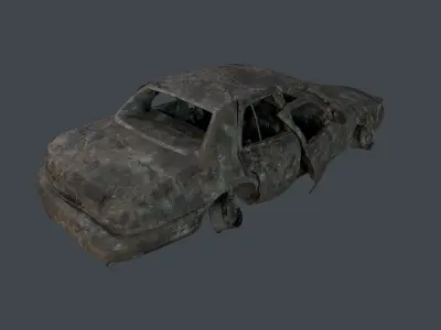 Apocalyptic Damaged Destroyed Vehicle Car Game Ready 21 Low-poly 3D model