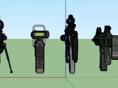 4 rifles gun with different parts Free 3D model