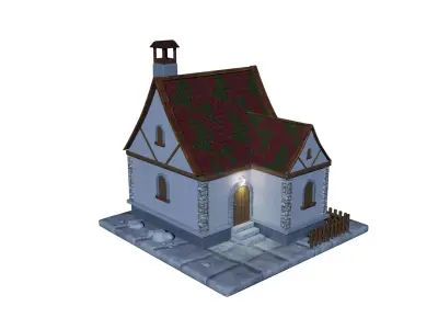 Medieval Village House 3D Model Low-poly 3D model