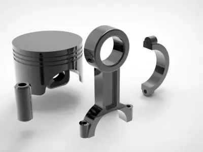 Diesel Engine Piston with all Parts 3D model