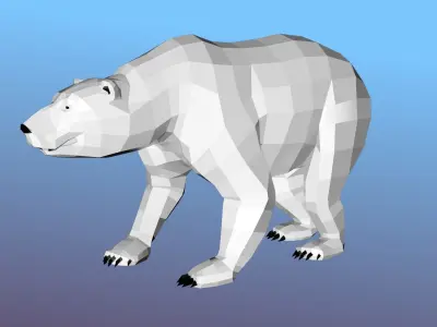 White bear Low Polygon Animal Arctic sea ocean Low-poly 3D model Low-poly 3D model