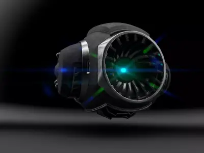 Robot futuristic jet engine Low-poly 3D model
