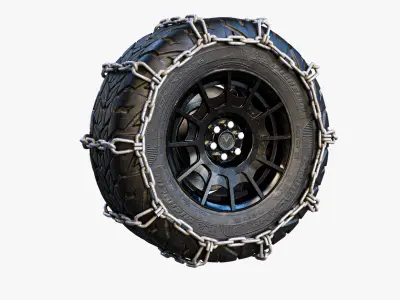 Wheel Offroad Pack Lowpoly Chain Low-poly 3D model