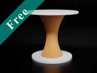 Mid-century Modern Round Table with Concave Pole Free 3D model