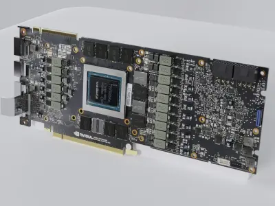 NVIDIA GeForce RTX 2080 graphics card GPU - no heatsink 3D model