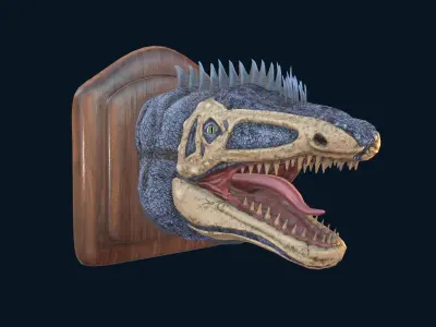 Wall trophy dinosaur monster head Low-poly 3D model
