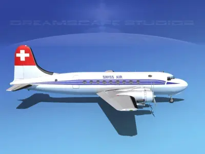 Douglas DC-4 Swissair 3D model