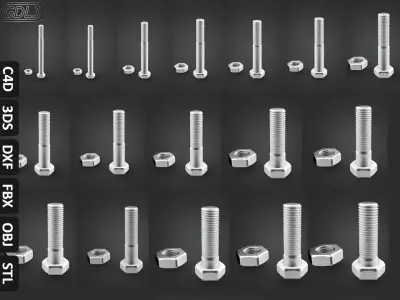 17 Bolts and Nuts 3D model