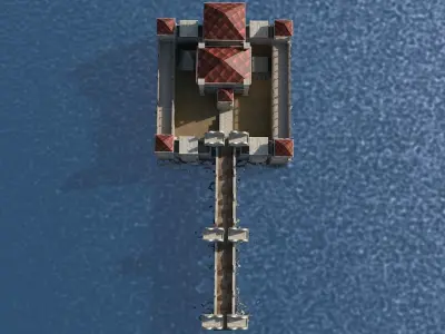 Castle on water in minecraft Low-poly 3D model