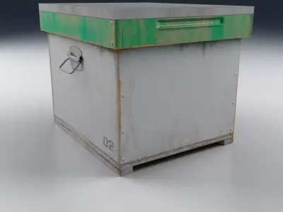 Old Wooden Box White Low-poly 3D model