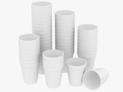 Styrofoam Cups (Pose 2) 3D model