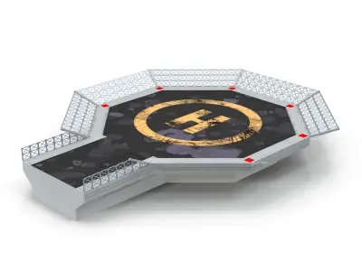 Helipad 3 octagon with gold logo Low-poly 3D model