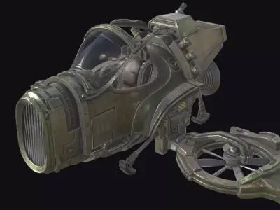 Sci-Fi Hovercraft Helicopter VTOL Tiltrotor Flying Aircraft Low-poly 3D model buy