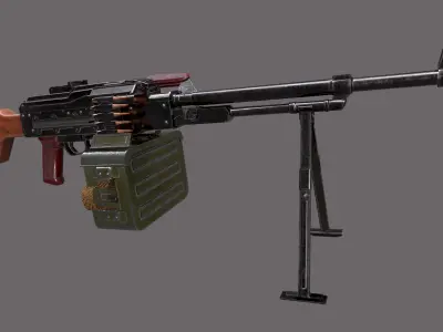 PKM Machine Gun Low-poly 3D model