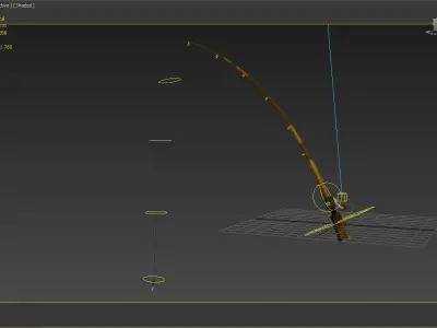 fishing rod 3ds max rig 3D model