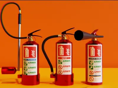Emergency Set - Fire Extinguisher  Free 3D model