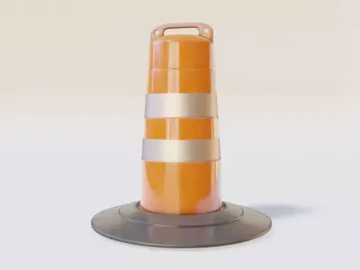 traffic Barrel Barricade with pbr textures Low-poly 3D model