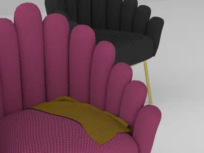 armchair three chairs and table Free 3D model