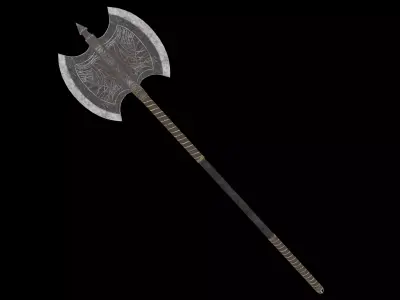 Fantasy Old Two Handed Axe Low-poly 3D model