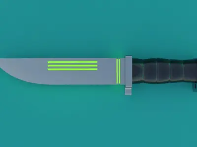SCI-FI knife 3D model green Low-poly 3D model