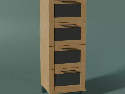 Small Wooden Cabinet with Drawers PBR Free low-poly 3D model
