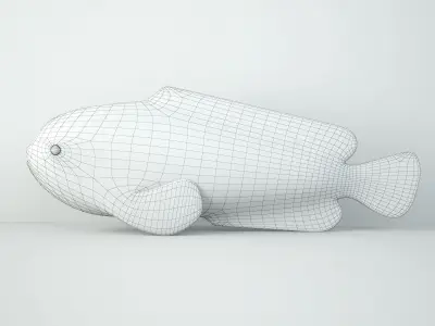 Hand Carved Wood Dolphin Fish 3D model