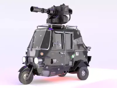 Armored Tricycle- Post Apocalyptic vehicle 3D model 3D model