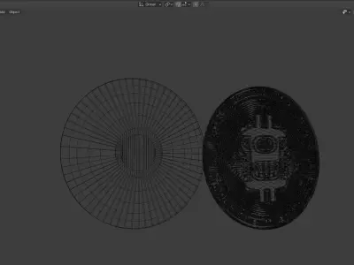 Bitcoin two gold bitcoins on table Low-poly 3D model