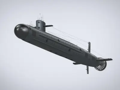 Nuclear powered military submarine Low-poly 3D model