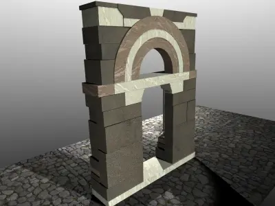 Medieval Romanic Style Portal no 3 Low-poly 3D model
