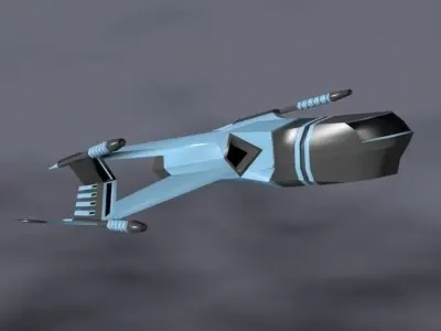 Lowpoly space attacker concept Low-poly 3D model