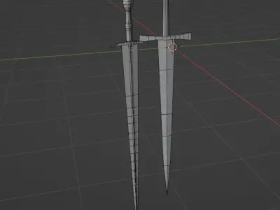  Two Knight Swords Low-poly 3D model