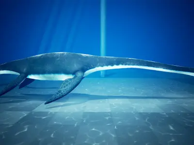 Plesiosaur Elasmosaurus - with UE4 Support Low-poly 3D model