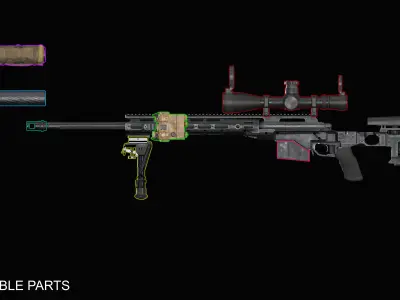 M2010 Sniper Rifle PBR Low-poly 3D model