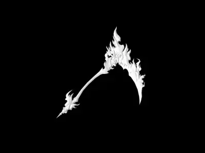 Flame Scythe Low-poly 3D model