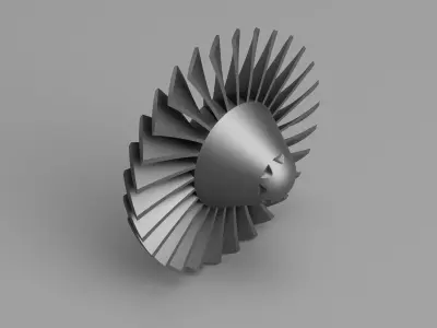 GE TF34 Nose Cone and Fan with threaded hole in Nose Cone 3D print model