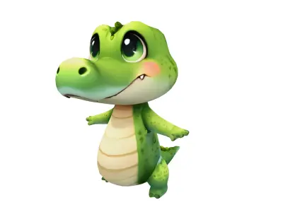 Chompy The Cheerful Crocodile Low-poly 3D model