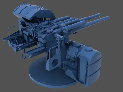 Yamato type 89 AA turret - Commercial license - 1-100 scale 3D print model