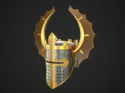Knight Helmet 08 Low-poly 3D model