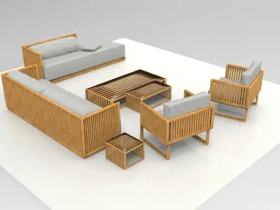 Garden seats  Low-poly 3D model