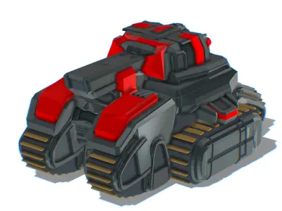 Light Tracked Tank with a Proton Cannon Low-poly 3D model