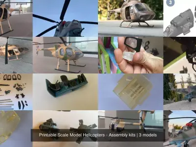 Printable Scale Model Helicopters - Assembly kits 3D Model Collection