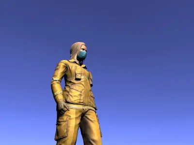 Biohazard Female - animated rigged Female Low-poly 3D model