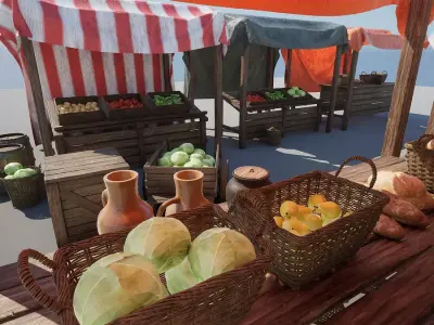 Medieval Market Props Free 3D model