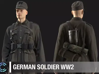 WWII German soldier Marvelous Designer project 3D model