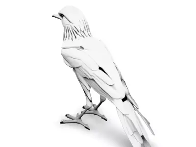 Stylized LowPoly White Raven Low-poly 3D model