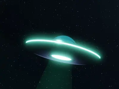 Low Poly UFO flying in sky Low-poly 3D model